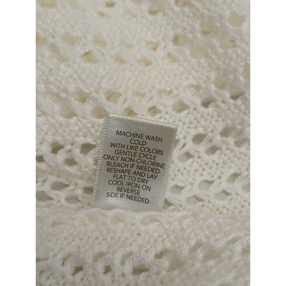 CJ Banks Sweater Pullover Tunic Top Crochet White Pullover Sz 2X